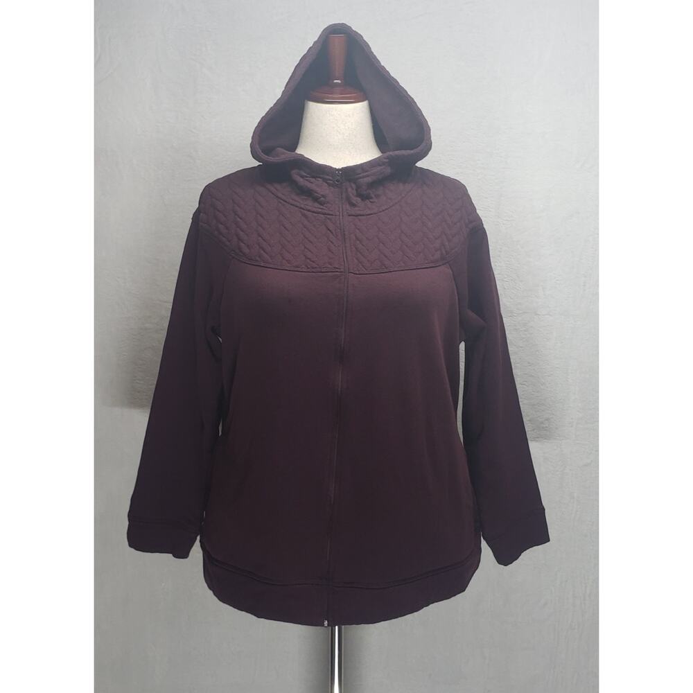 St. John’s Bay Quilted Zip Hoodie Jacket Purple Women’s XL